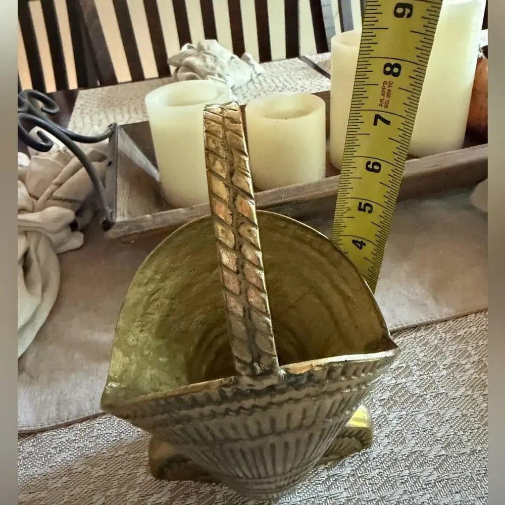 Vintage solid Brass seashell basket Gorgeous